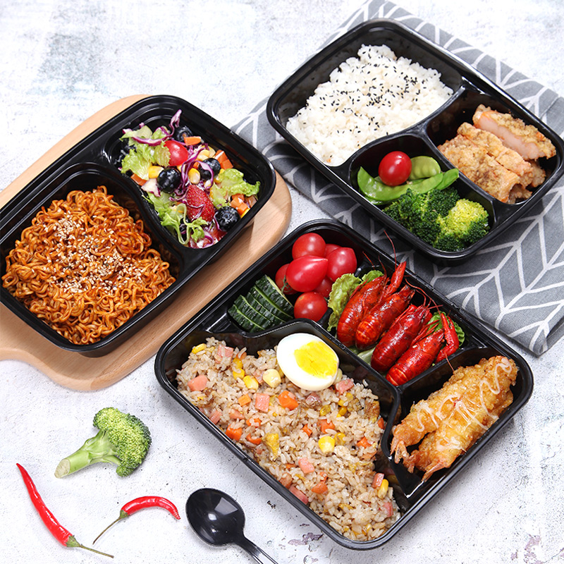 外卖快餐盒多格带盖打包盒