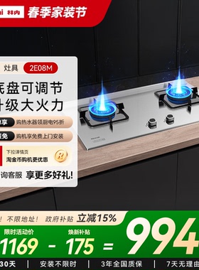 林内Rinnai燃气灶家用双灶天然气炉灶台式灶具2E08M