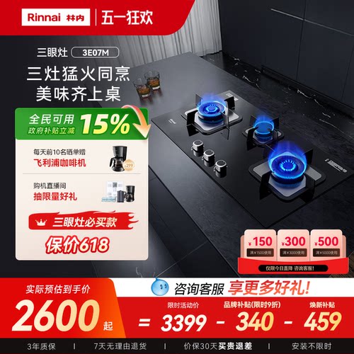 林内Rinnai5.0kW三眼灶