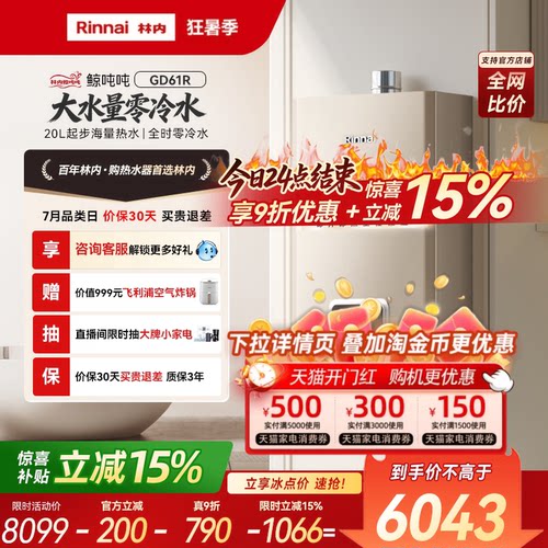 林内鲸吨吨GD61R大水量0冷水燃热