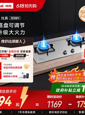 林内Rinnai燃气灶家用双灶天然气炉灶台式灶具2E08M