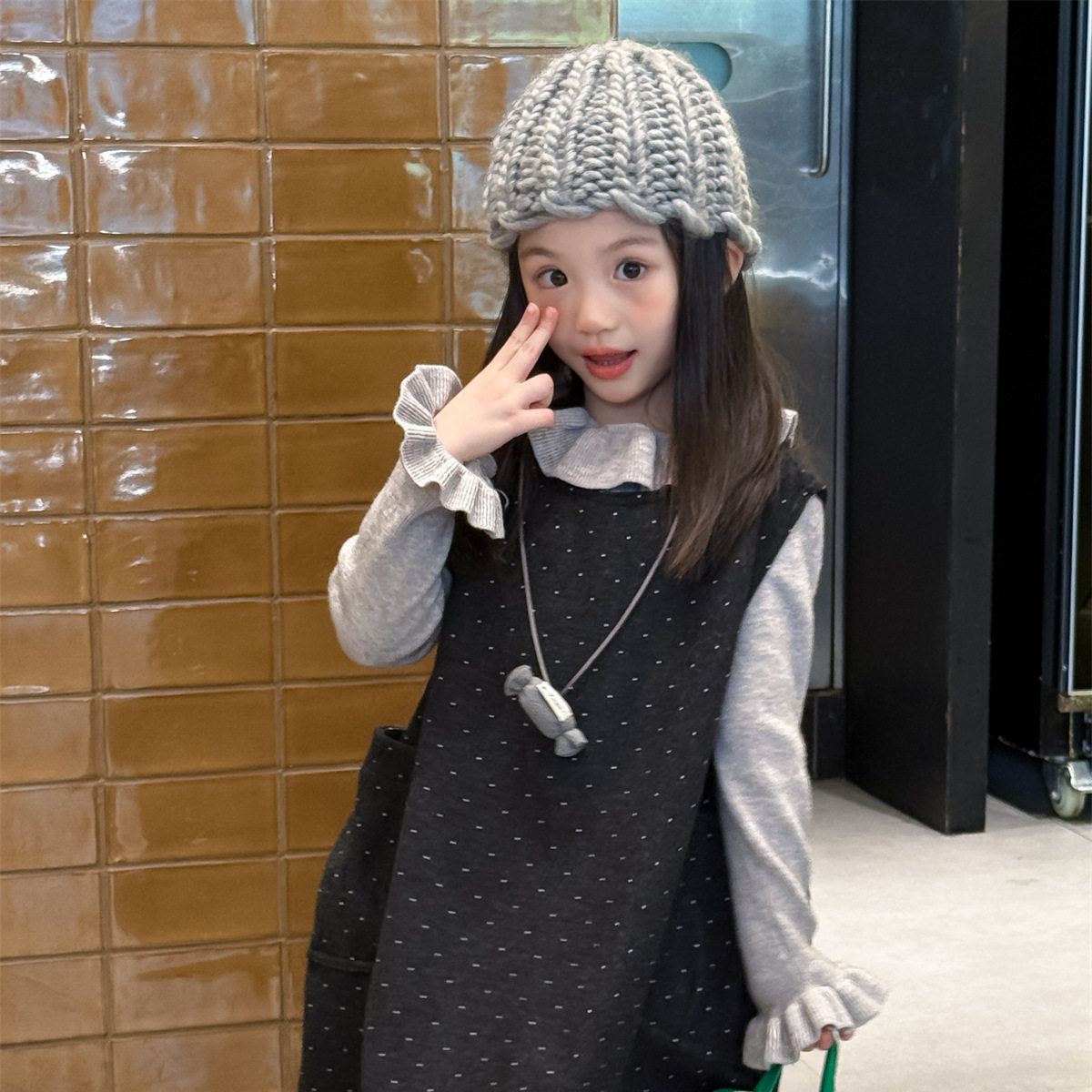 乔伊思童装女童打底衫秋季2025新款韩版荷叶边领口儿童甜美上衣潮