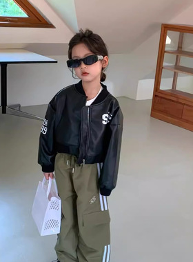 乔伊思韩童装女童皮衣外套秋季2025新款中大童儿童夹克上衣防风衣