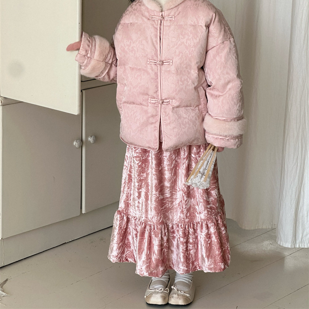 乔伊思童装女童丝绒半身裙冬季