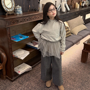 女童裤 百搭格子加绒加厚休闲裤 子2025冬季 韩版 保暖 新款 乔伊思童装
