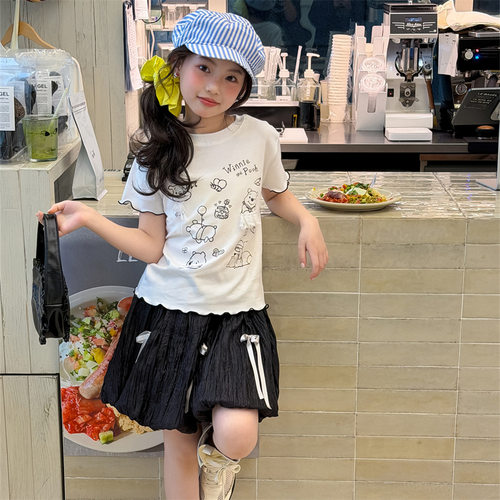 乔伊思童装女童短裤2026年夏季新款蝴蝶结花苞短裤公主风蓬蓬裤潮