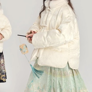 乔伊思童装女童国风羽绒服新中式冬装2025款儿童外套90绒拼接毛领