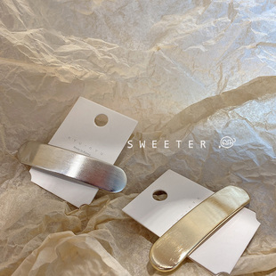 韩国进口发饰复古金属拉丝马尾弹簧夹雾面简约椭圆形顶夹一字发夹