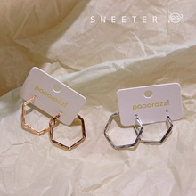 SWEETER`韩国东大门几何菱形光面耳环925银针ins冷淡金属耳圈