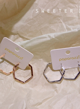 SWEETER`韩国东大门几何菱形光面耳环925银针ins冷淡金属耳圈