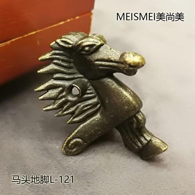 马头古铜色地脚仿古锌合金木盒底脚酒盒四边五金护脚青古铜色包角图片