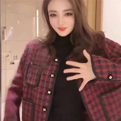 外套小香风格纹小个子夹克上衣