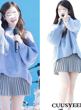 李智恩明星同款百褶气质半身裙女