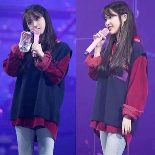 IU同款衬衫两件套女宽松上衣百搭衬衣马甲背心套装韩版秋冬装打底