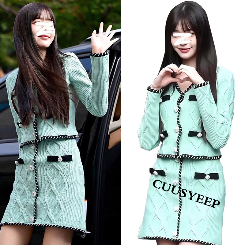 明星同款可甜可盐羊绒毛衣套装裙