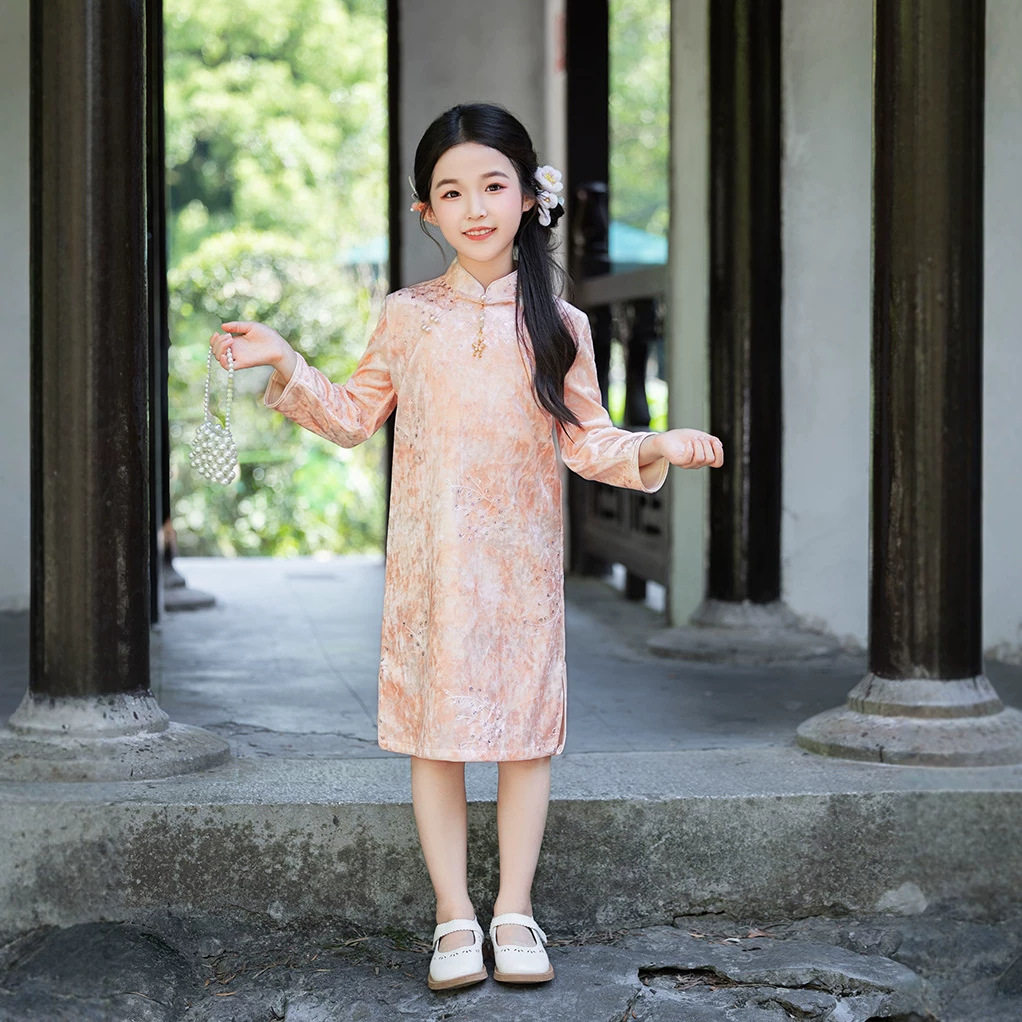 女童新中式旗袍连衣裙春秋礼服