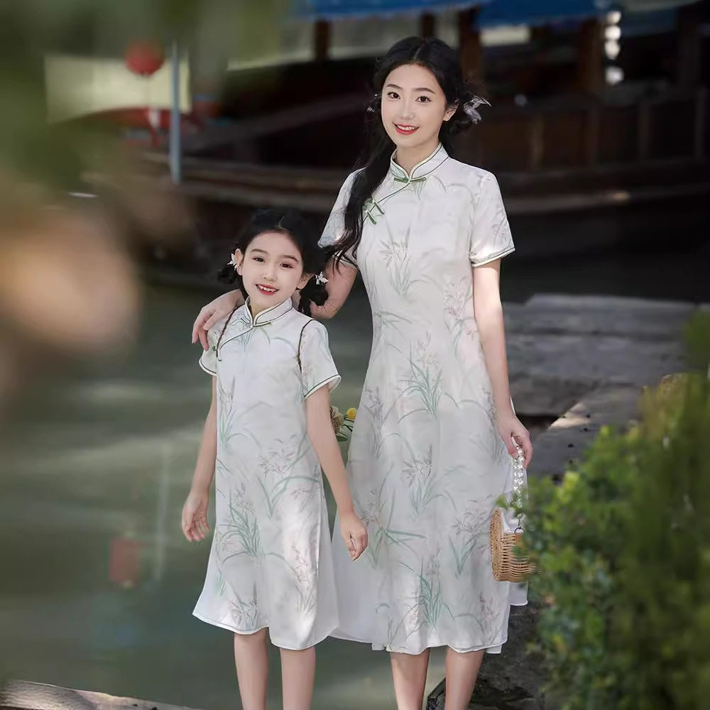 夏季新中式母女亲子旗袍连衣裙