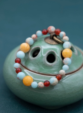 新中式多巴胺糖果色串珠手串原创彩色出游出片精致单层国风手串