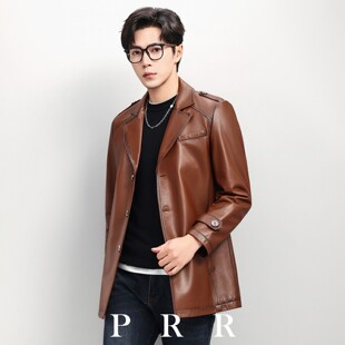 男士皮衣2026新款今年流行爆款真皮外套头层牛皮中长款西装领春秋