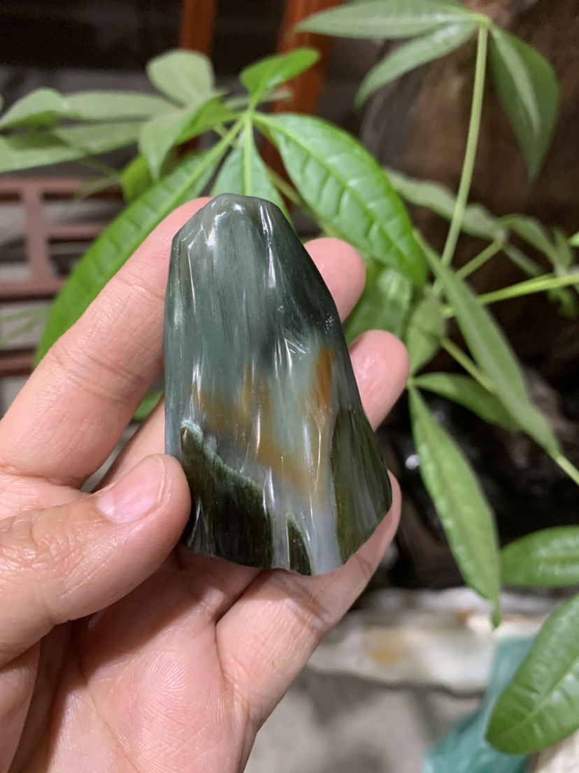 缅甸树化玉手把件，挂件