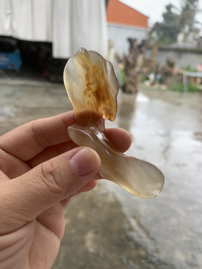 缅甸树化玉手把件高9/宽2.8/厚1.5厘米