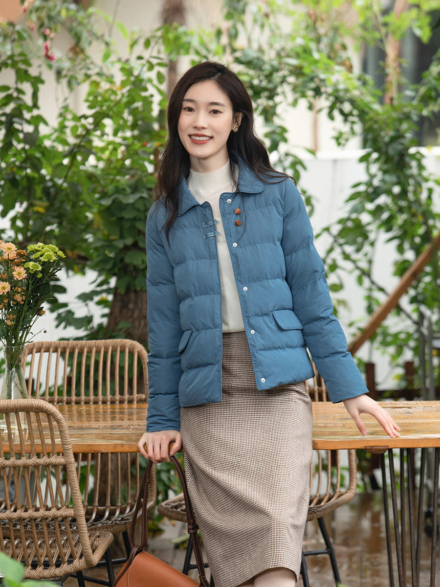纻衣复古蓝色羽绒棉服2025冬装新款女小个子温婉棉衣时尚短款外套,女装/女士精品,棉衣/棉服,淘宝优惠券,粉丝福利购,淘宝优惠卷