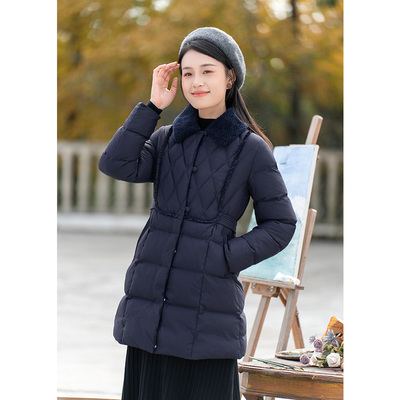 修身温婉气质中长款羽绒棉衣外套