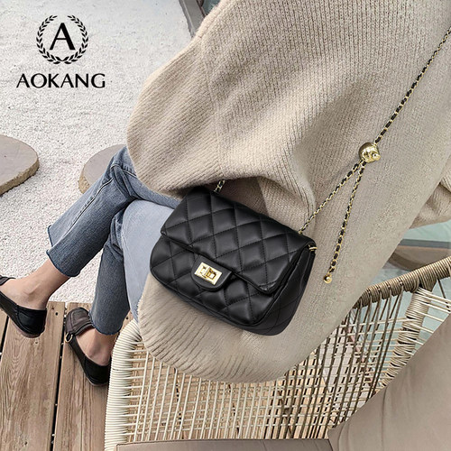 奥康菱格包气质链条包百搭