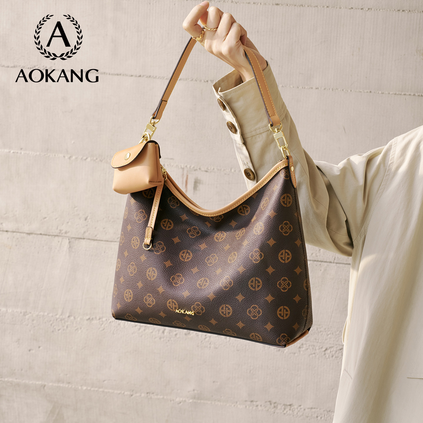 奥康托特包2026新款包包大容量老花单肩包女士高级斜挎包通勤大包