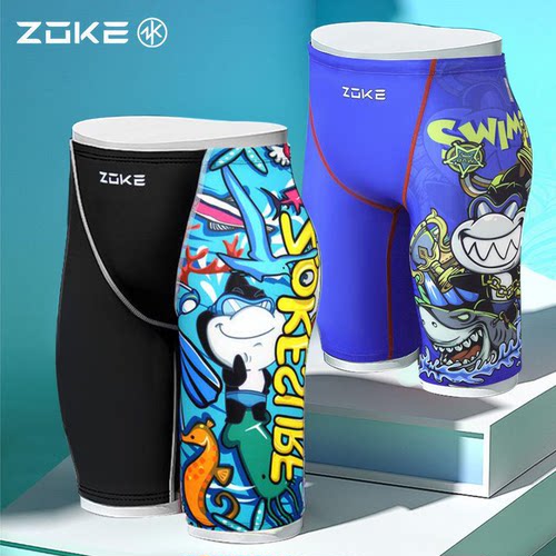 zoke五分男童专业训练泳裤