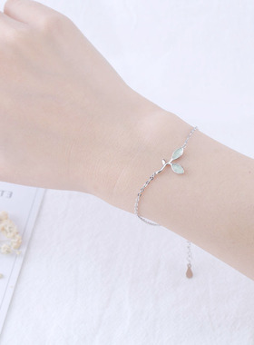 猫眼石树叶手链女韩版学生森系