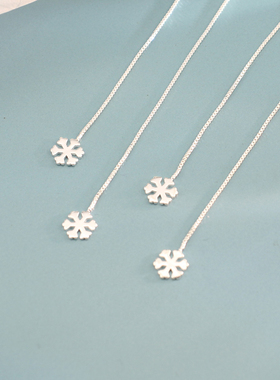 s925纯银雪花耳线女韩版简约气质长款流苏耳环2019新款网红潮耳坠