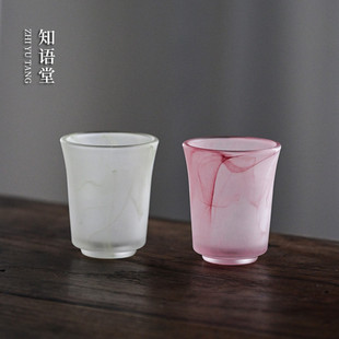 彩色琉璃茶杯禅意磨砂玻璃主人杯功夫茶具小闻香杯女单个品茗杯