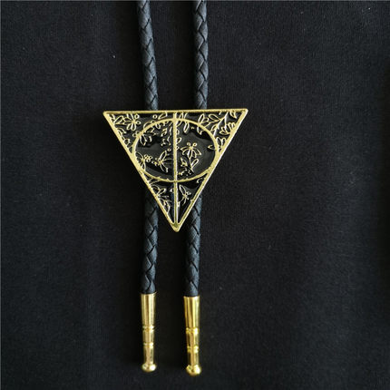 暗黑系 哈利波特三圣器 三角波洛领带男日韩版个性皮绳BOLO TIE新