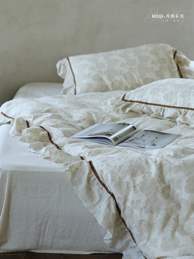 法式复古剪花棉麻被套四件套2025新款床单高级感床上用品,床上用品,床品套件/四件套/多件套,淘宝优惠券,粉丝福利购,淘宝优惠卷