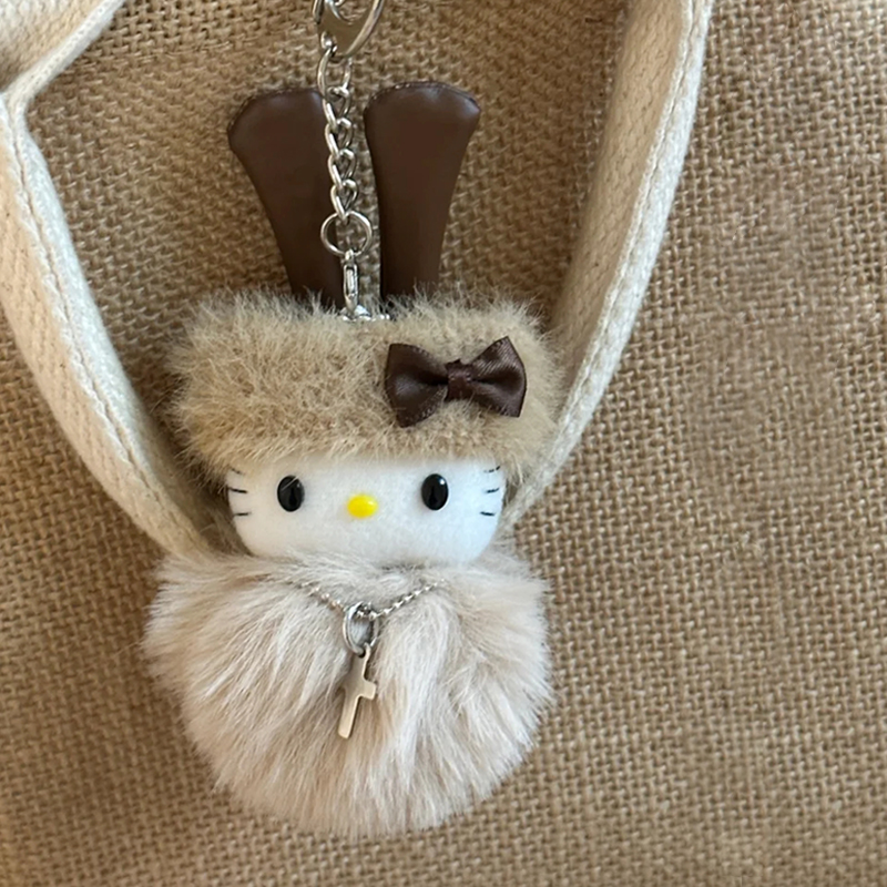 棕色兔子毛绒公仔包包挂