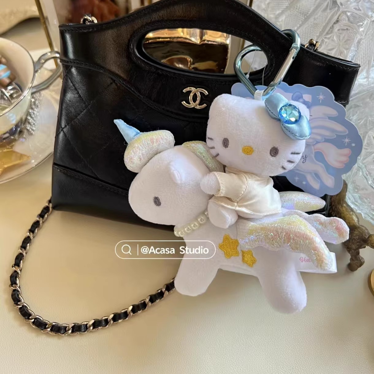 可爱独角兽坐骑kitty毛绒公仔玩偶书包挂饰女生kitty包包挂件搭子