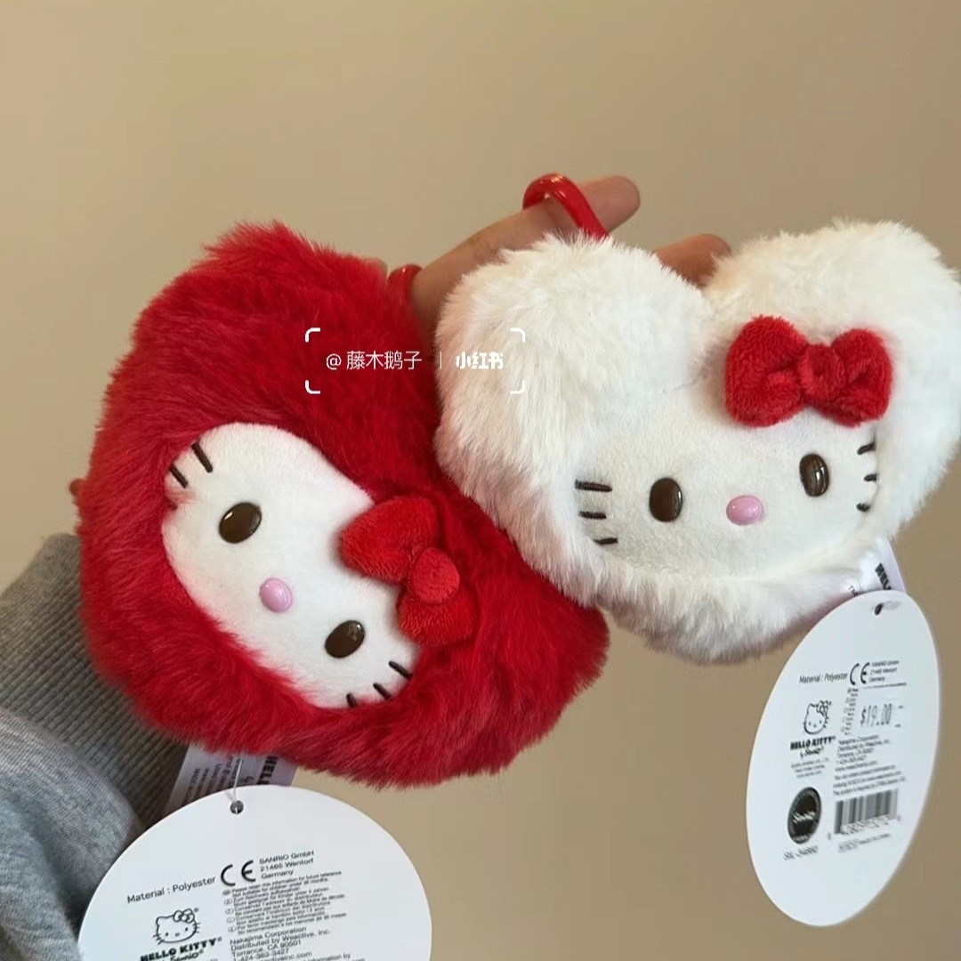 毛绒心形kitty包包挂件可爱kt猫书包挂饰饰品凯蒂猫公仔毛绒玩偶