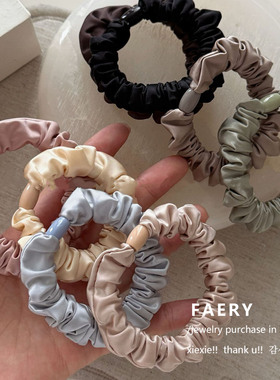 韩国东大门同款法式简约皱褶丝滑小肠发圈女光泽感高弹力扎马尾新