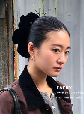 韩国博主同款黑色丝绒大肠发圈女高级感气质扎丸子头大号头绳发饰
