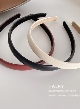 Faery Acc韩国复古时髦PU皮质头箍ins法式气质少女外出压发箍发卡