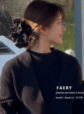 赵露思同款黑色缎面大肠发圈女气质简约丸子头发饰小众扎马尾发绳