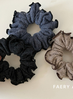 Faery Acc复古木耳边大肠发圈拼色花苞头绳气质百搭发绳马尾头花