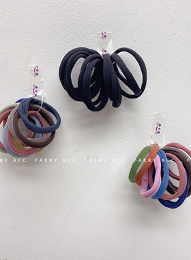 Faery Acc 无接缝发圈10条装高弹力发绳百搭头绳黑色皮筋发饰品