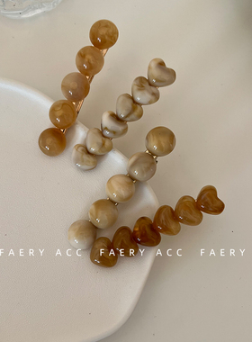 Faery Acc韩国复古百搭豆豆爱心边夹发夹网红气质发卡刘海夹发饰