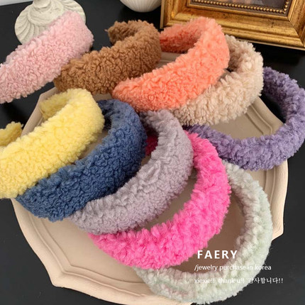 Faery Acc 韩国发箍 温暖羊羔毛发箍ins糖果色秋冬毛绒绒发卡发带