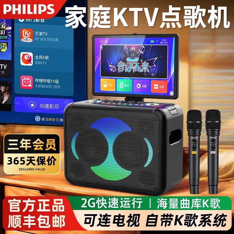 飞利浦SD211音响功放一体机户外家庭KTV套装卡拉OK唱歌K歌音箱