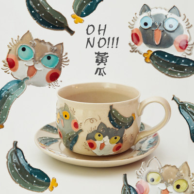 陶瓷咖啡杯可爱水杯礼物手工手绘