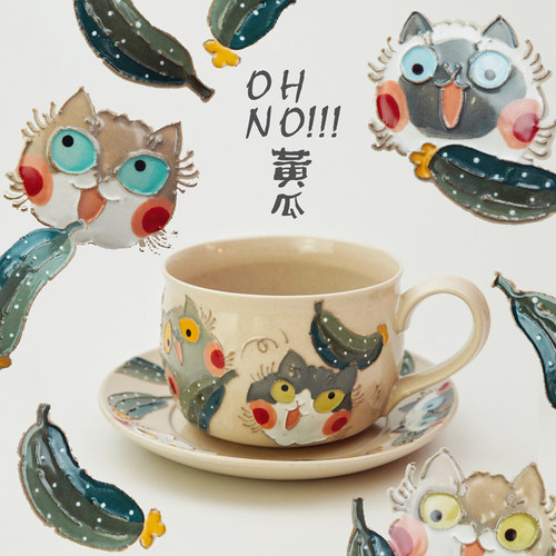 陶瓷咖啡杯可爱水杯礼物手工手绘