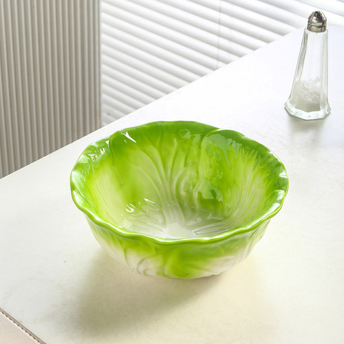 网红陶瓷白菜面碗创意手柄碗吃泡面碗米饭碗沙拉碗螺蛳粉碗大汤碗